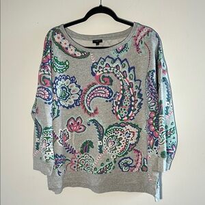 Talbots, Woman’s Size 2X  Colorful Paisley Print Sweater